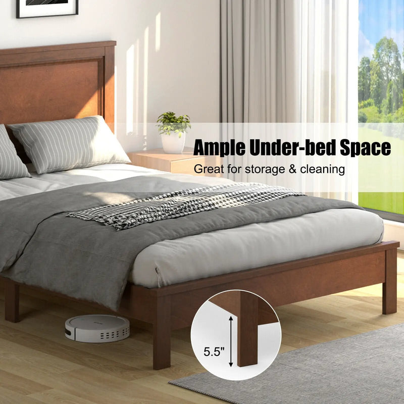 Full Size Platform Slat Bed Frame with High Headboard by DirectDeals