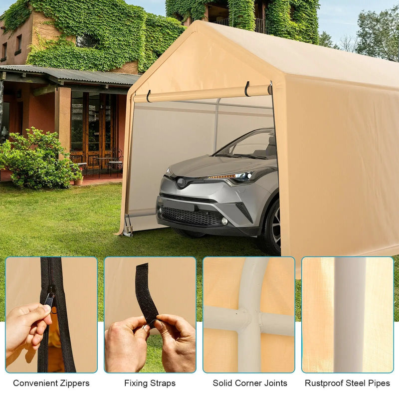 9 x 17 Feet Heavy Duty Carport Canopy-Yellow by DirectDeals