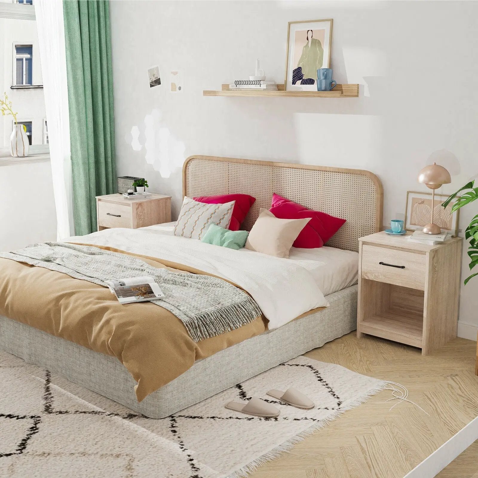 Wooden Nightstand with Drawer and Open Storage Compartment by DirectDeals