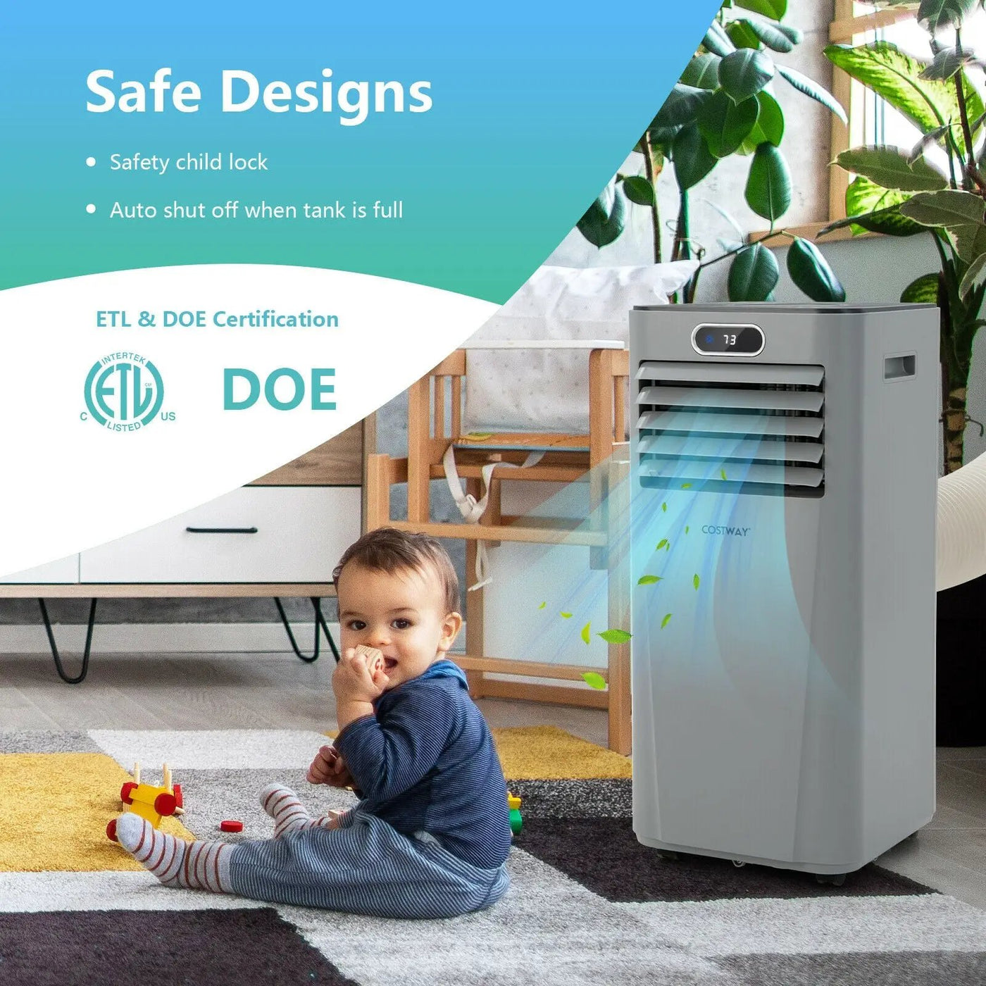 8000BTU 3-in-1 Portable Air Conditioner with Remote Control by DirectDeals