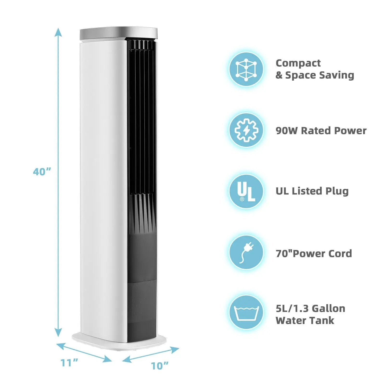 3-In-1 Portable Evaporative Air Cooler with Timer-White by DirectDeals