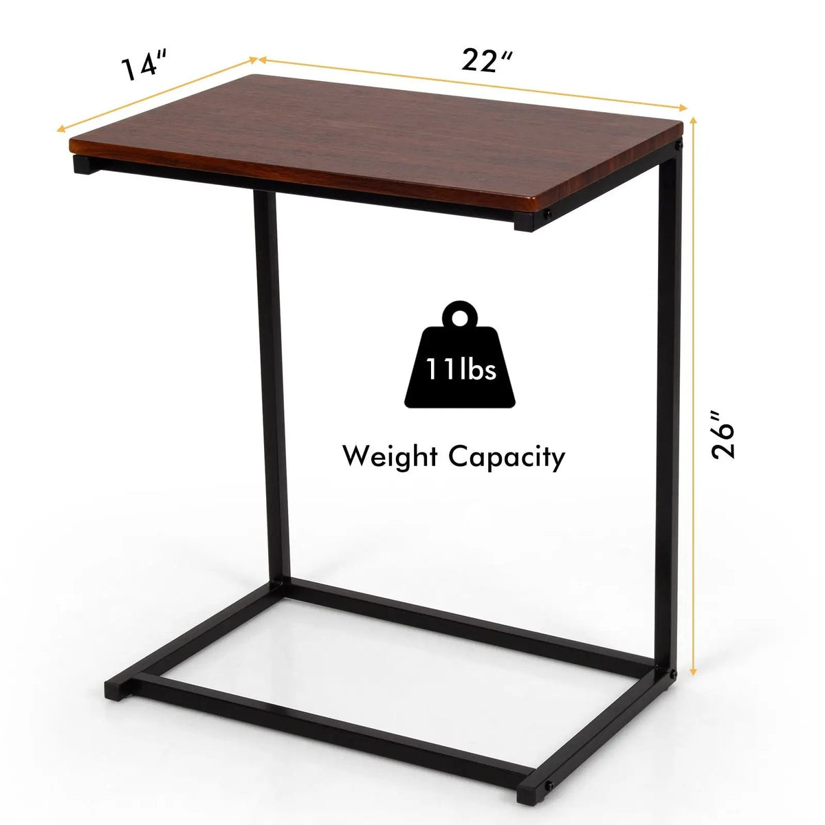 26 Inch Beside Sofa Laptop Holder End Stand Desk by DirectDeals