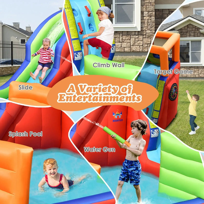 6-in-1 Pirate Ship Waterslide Kid Inflatable Castle with Water Guns and 735W Blower by DirectDeals