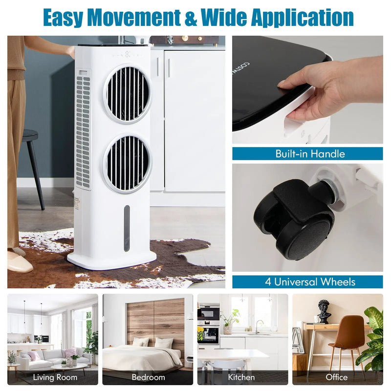 3-in-1 Evaporative Air Cooler with 9H Timer Remote-White by DirectDeals