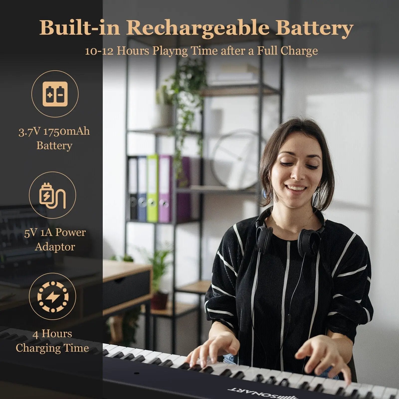 88-Key Folding Electric Lighted Piano Full-Size Portable Keyboard MIDI by DirectDeals