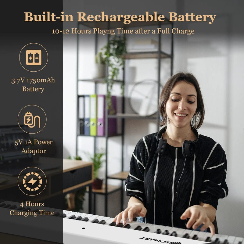 88-Key Folding Electric Lighted Piano Full-Size Portable Keyboard MIDI by DirectDeals