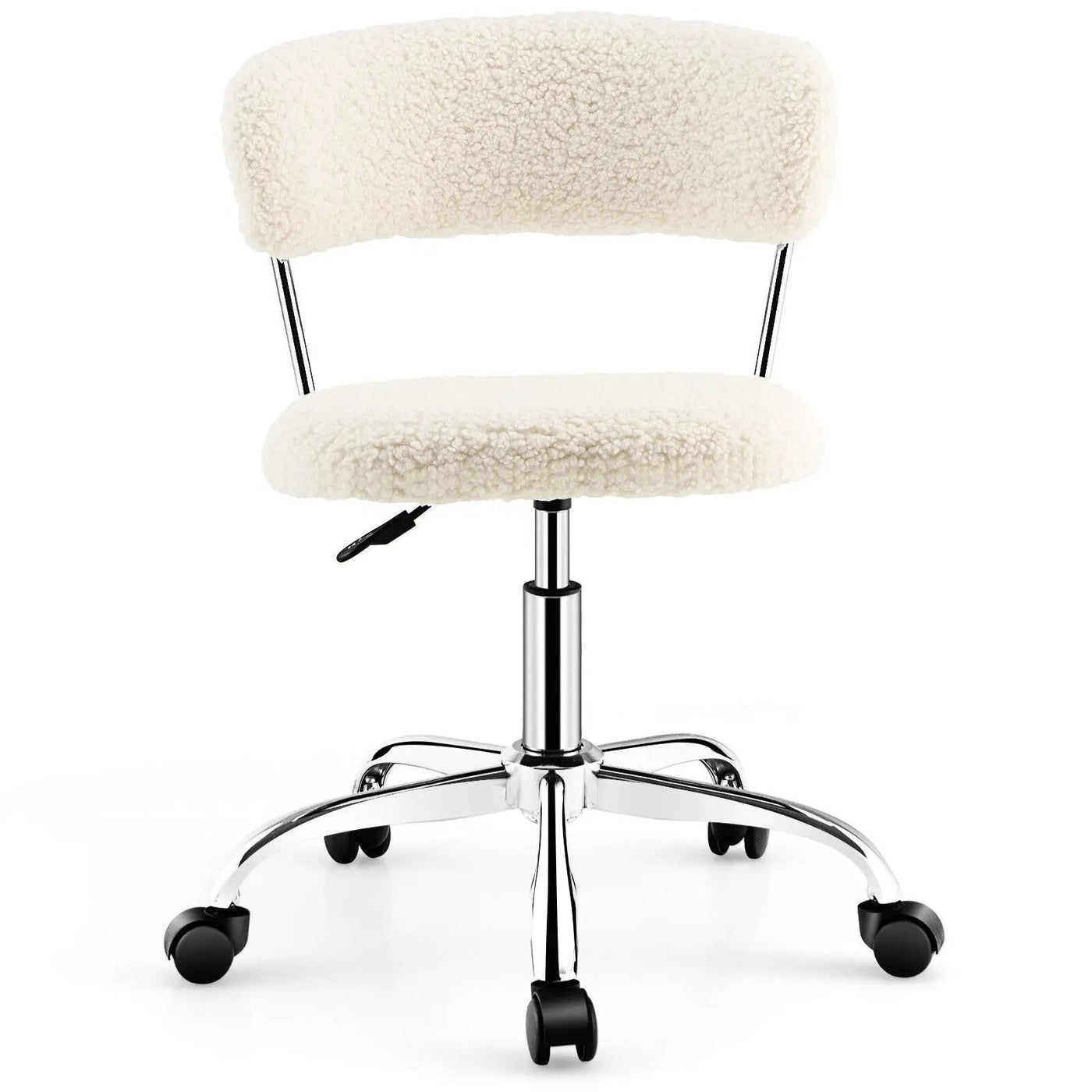 Computer Desk Chair Adjustable Sherpa Office Chair Swivel Vanity Chair by DirectDeals
