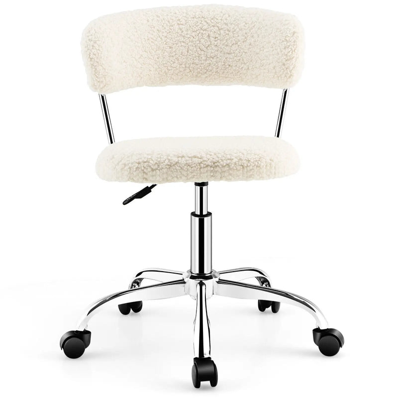 Computer Desk Chair Adjustable Sherpa Office Chair Swivel Vanity Chair by DirectDeals