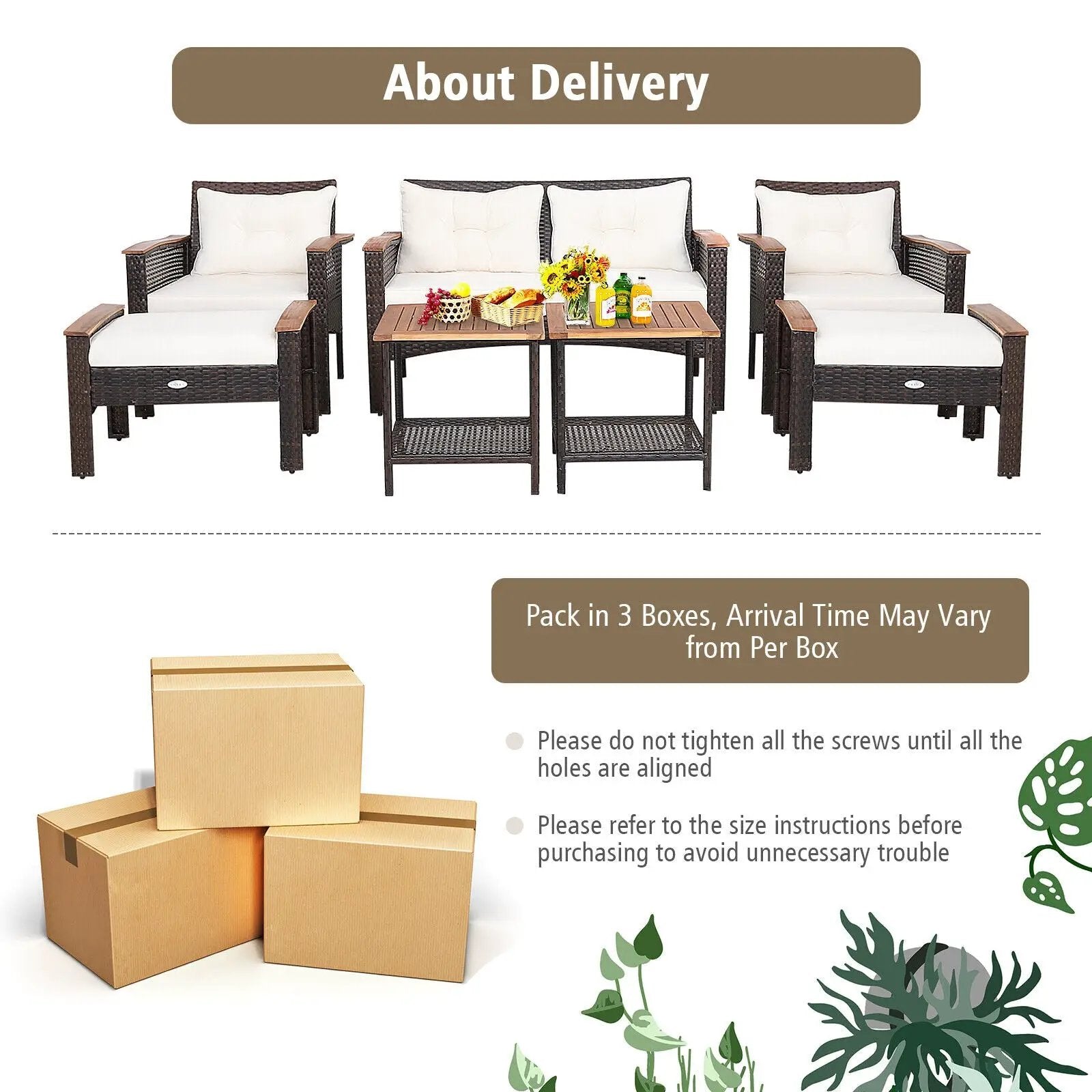 7 Pieces Patio Rattan Cushioned Conversation Furniture Set by DirectDeals