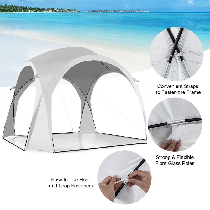 11 x 11 Feet Patio Sun Shade Shelter Canopy Tent Portable UPF 50+ Outdoor Beach-White by DirectDeals