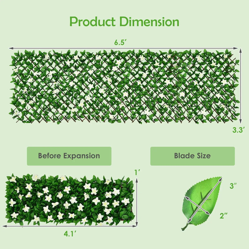 4 Pieces Expandable Faux Ivy Privacy Screen Fence Panel Pack with Flower by DirectDeals