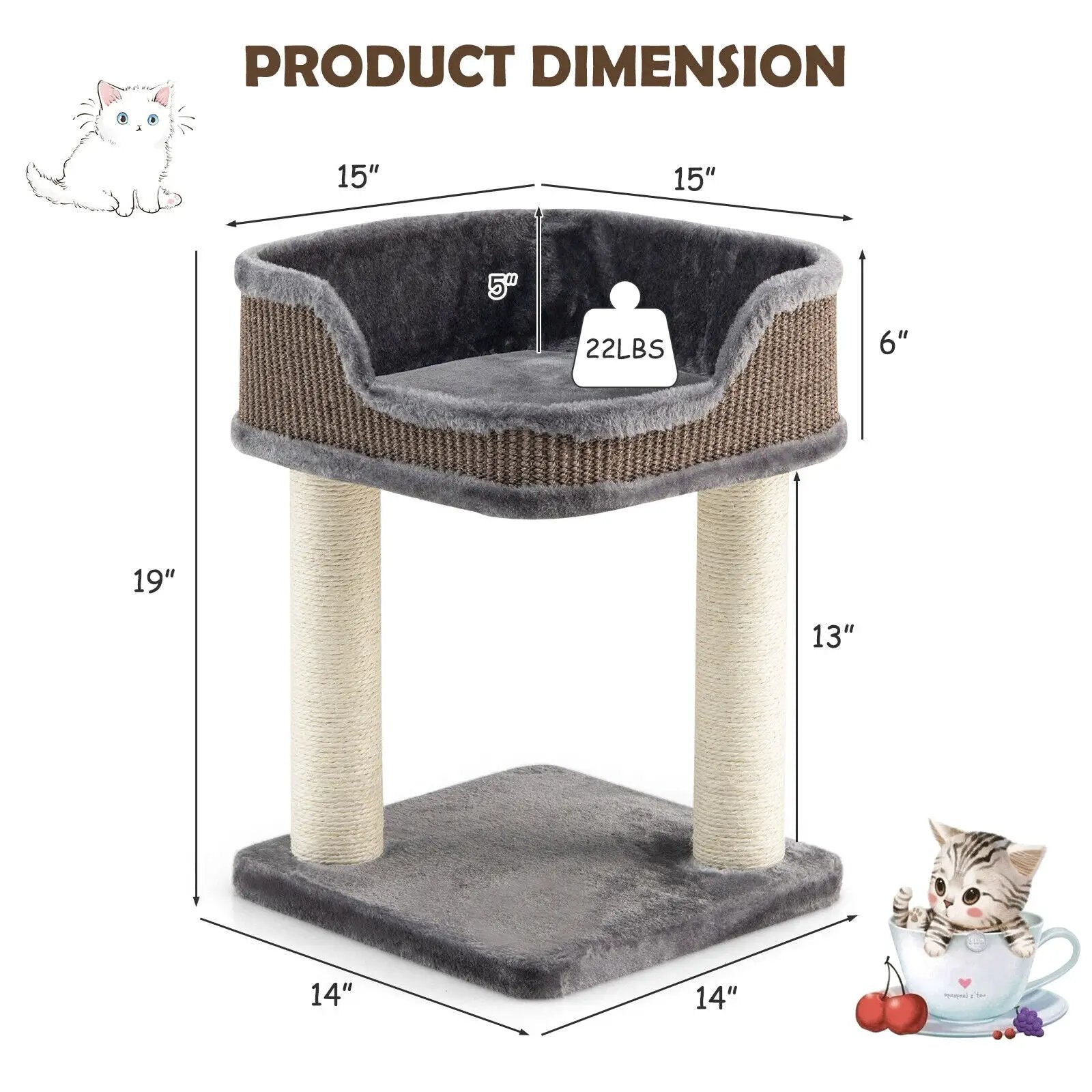 Multi-Level Cat Climbing Tree with Scratching Posts and Large Plush Perch by DirectDeals