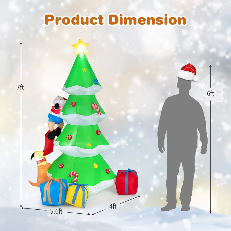 7 Feet Inflatable Christmas Tree with Santa Claus and Dog by DirectDeals