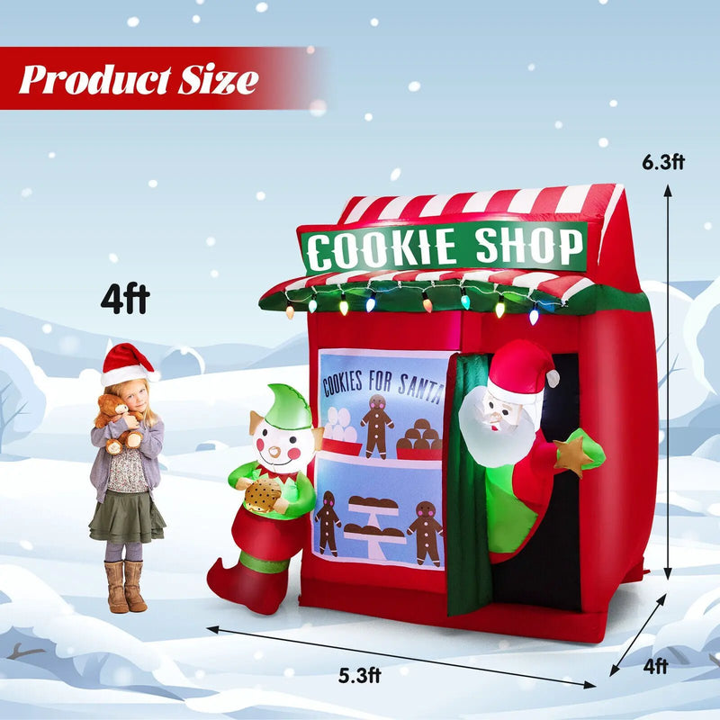 6.3 Feet Inflatable Gingerbread Cookie Shop with Santa Claus by DirectDeals