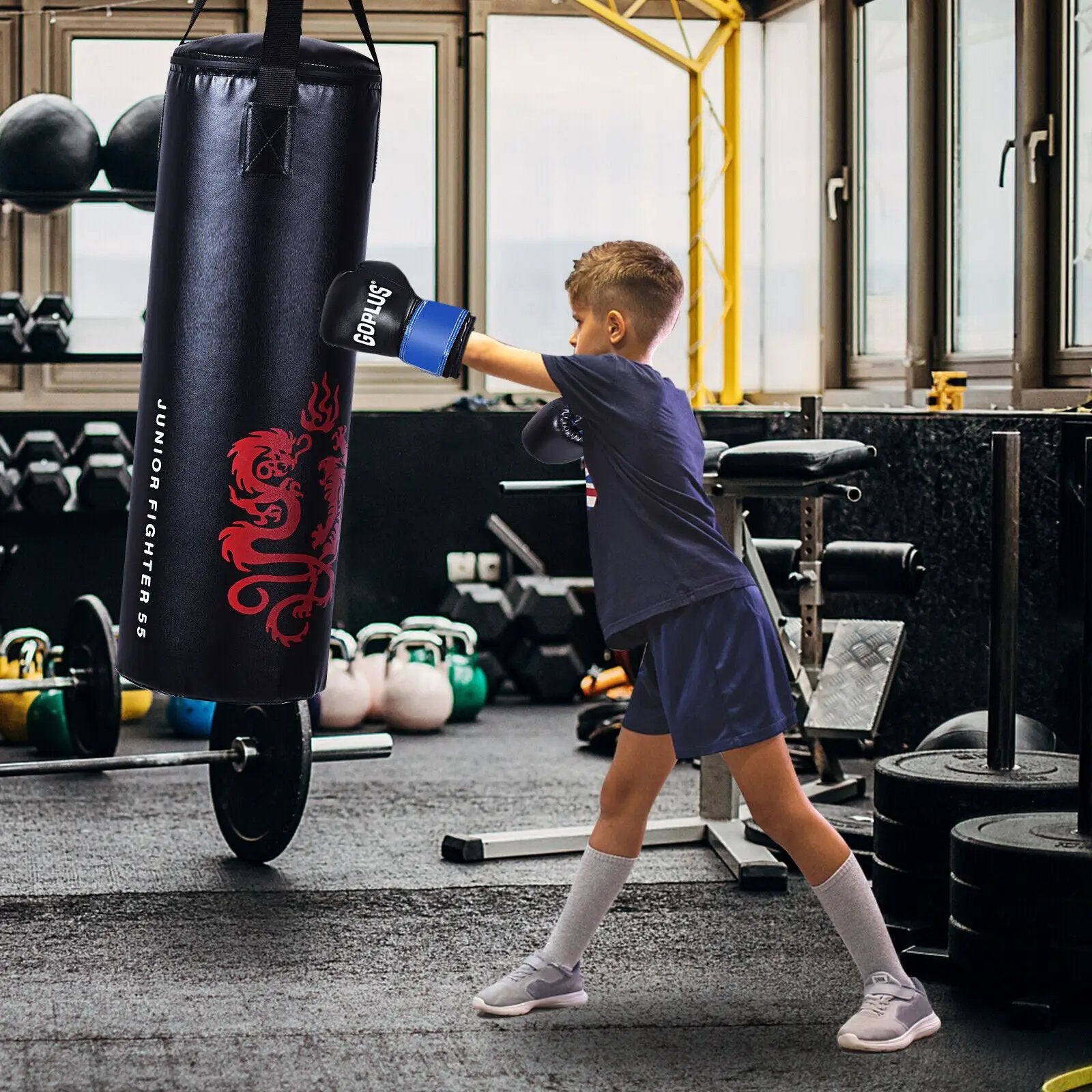 5 Pieces 40Lbs Filled Punching Boxing Set with Jump Rope and Gloves by DirectDeals