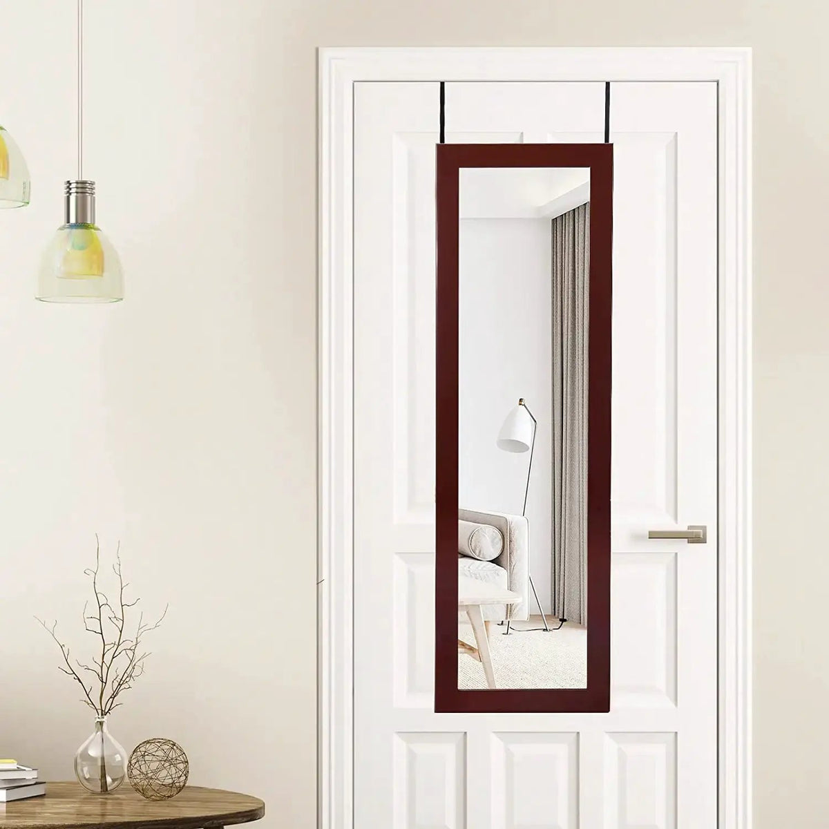 Lockable Wall Door Mounted Mirror Jewelry Cabinet w/LED Lights by DirectDeals