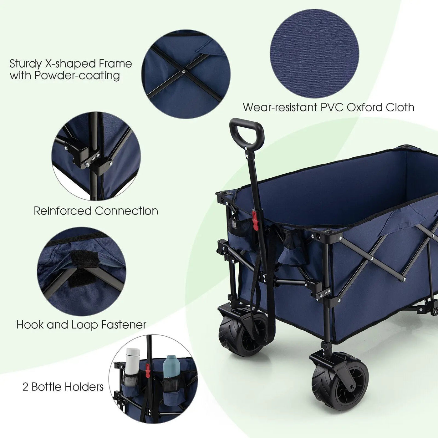 Folding Utility Garden Cart with Wide Wheels and Adjustable Handle by DirectDeals