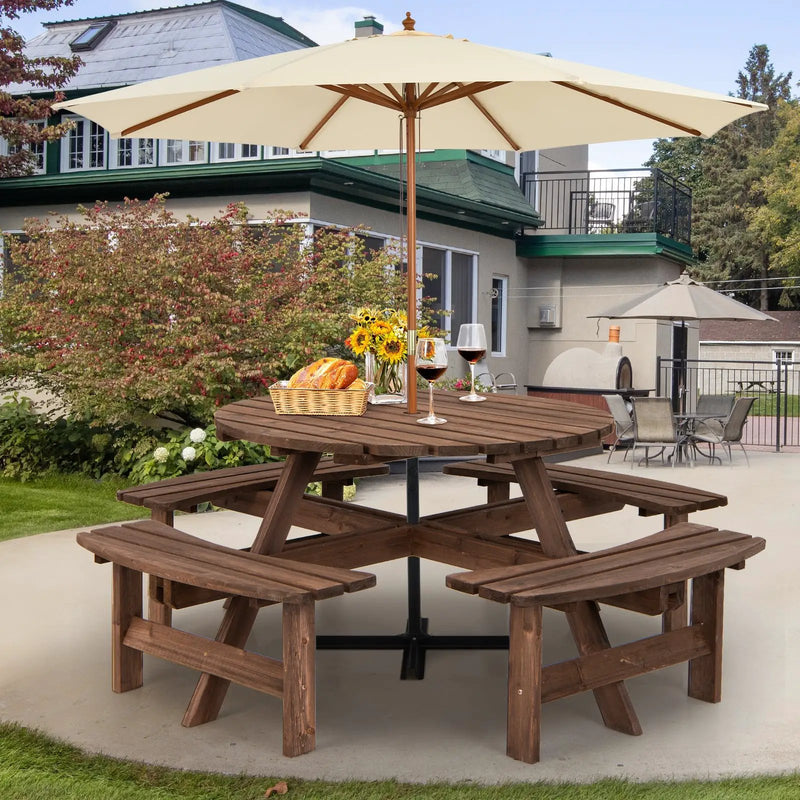 Patio 8 Seat Wood Picnic Dining Seat Bench Set by DirectDeals