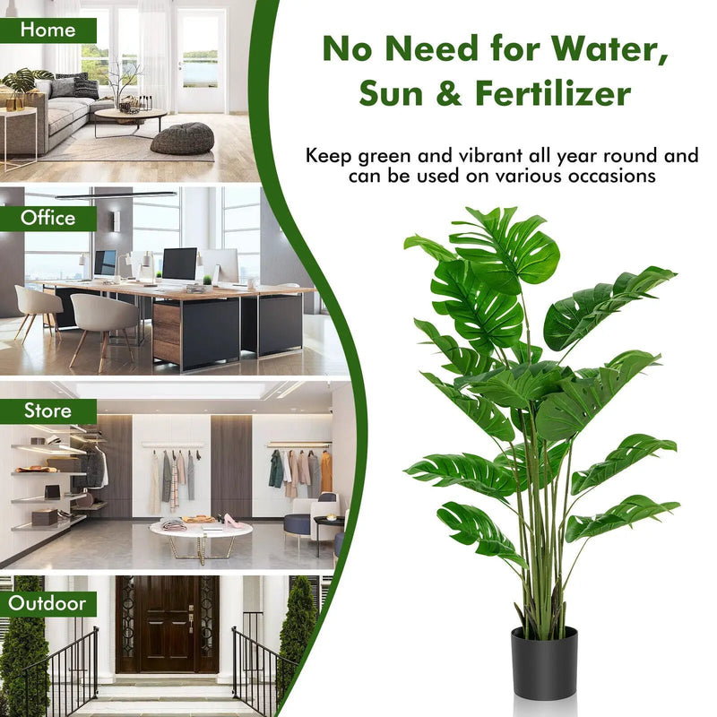 2 Pieces 5 Feet Artificial Monstera Tree Set by DirectDeals