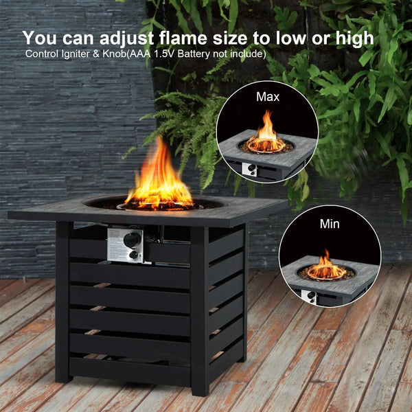 Square Propane Fire Pit Table with Lava Rocks and Rain Cover, photo 2 of 8