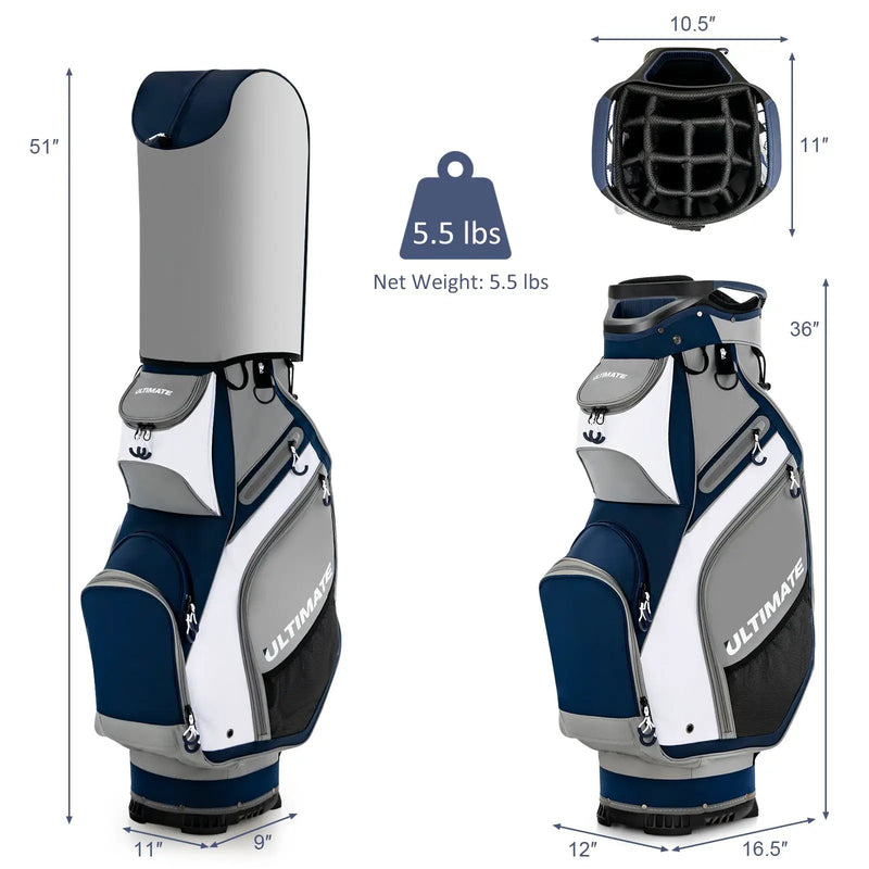 10.5 Inch Golf Stand Bag with 14 Way Dividers and 7 Zippered Pockets by DirectDeals