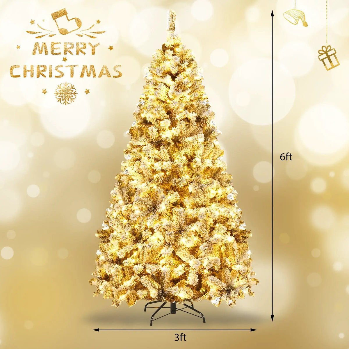 Pre-Lit Premium Snow Flocked Hinged Artificial Christmas Tree by DirectDeals