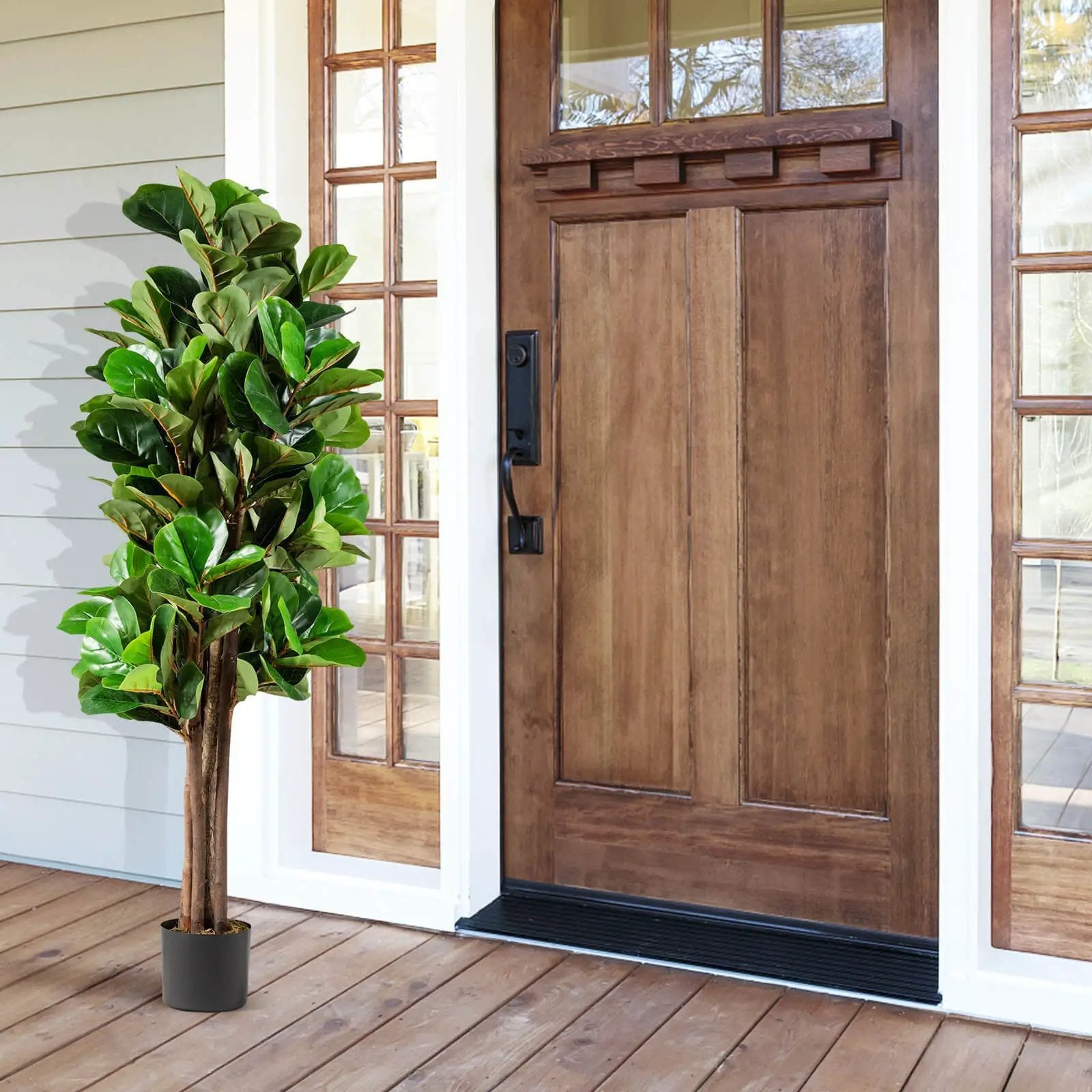 5 Feet Artificial Fiddle Leaf Fig Tree Decorative Planter by DirectDeals