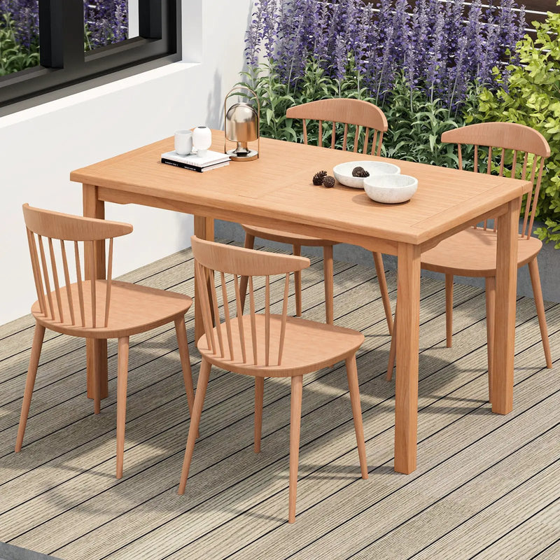 49 Inch Rectangle Patio Indonesia Teak Wood Dining Table with Slatted Tabletop Up to 6 by DirectDeals