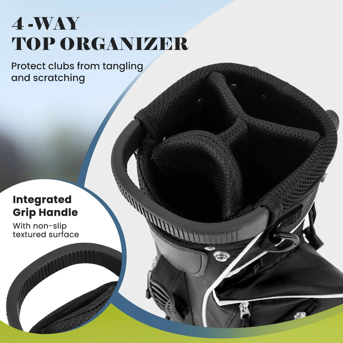 Golf Stand Cart Bag with 4 Way Divider Carry Organizer Pockets by DirectDeals