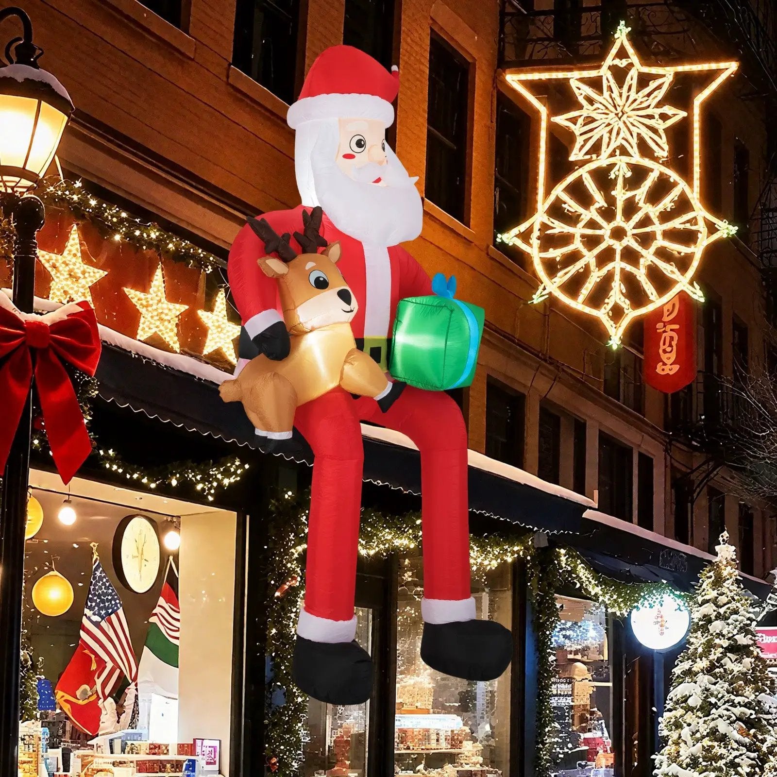 9.5 Feet Christmas Inflatable Santa Outdoor Decoratio with Built-in LED Lights by DirectDeals