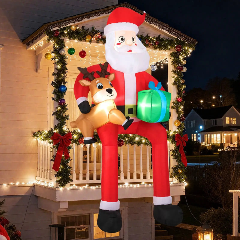 9.5 Feet Christmas Inflatable Santa Outdoor Decoratio with Built-in LED Lights by DirectDeals