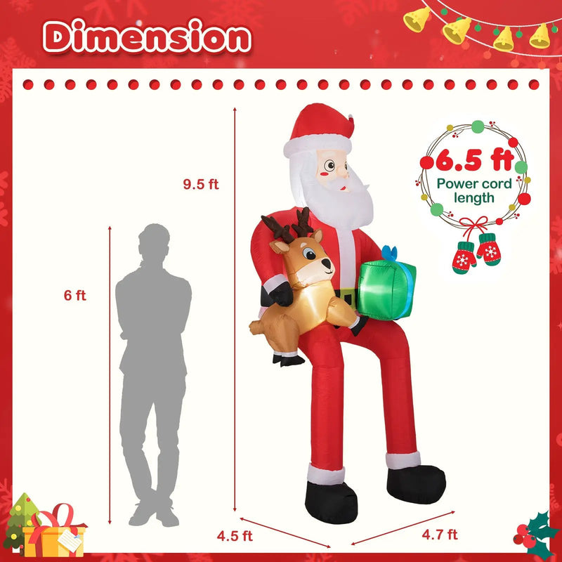 9.5 Feet Christmas Inflatable Santa Outdoor Decoratio with Built-in LED Lights by DirectDeals