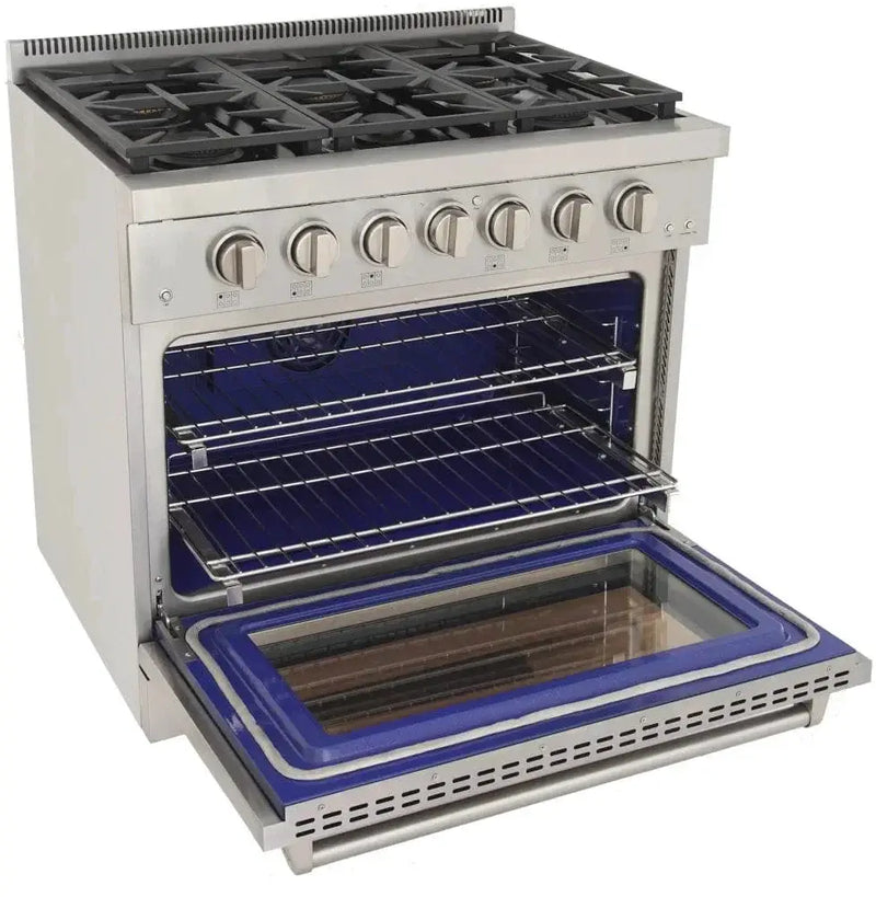 Kucht 36" Freestanding Professional Gas Range Liquid Propane KFX3600X/LP-S by Farmhouse Kitchen and Bath