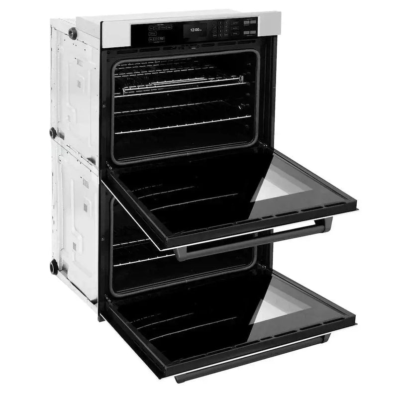 ZLINE 30"Professional True Convection Double Wall Oven, Air Fry, Self Clean, White Matte, Matte Black WADZ-WM-30-MB by Farmhouse Kitchen and Bath