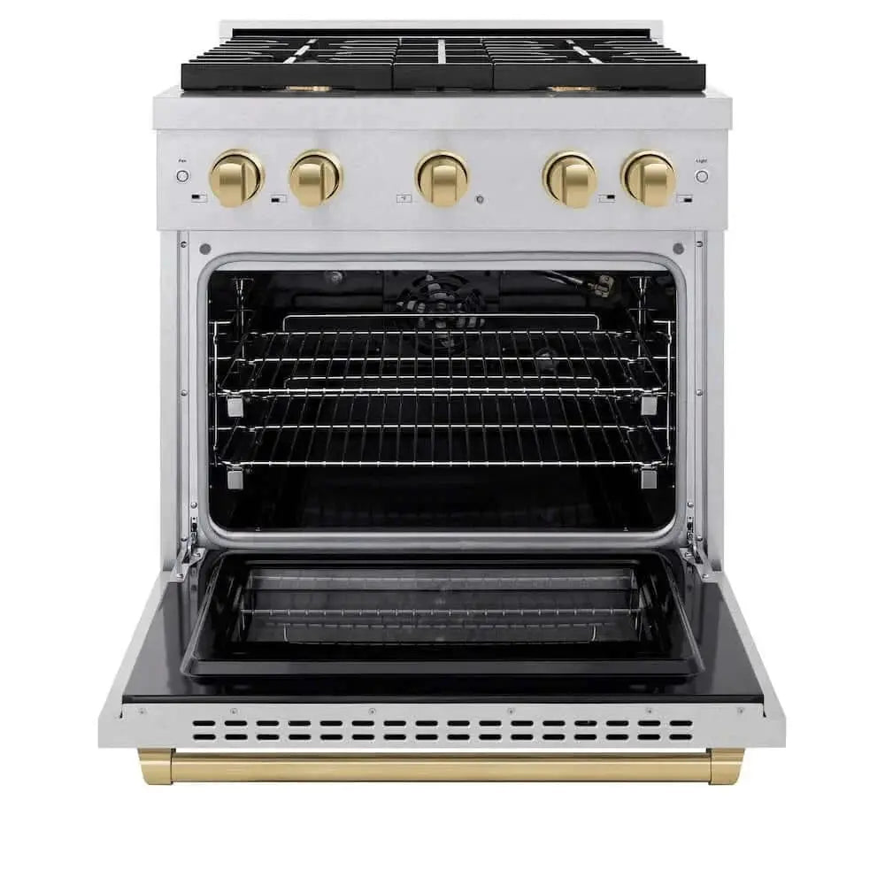ZLINE 30"Gas Range, Convection Gas Oven , DuraSnow® Champagne Bronze, SGRSZ-30-CB by Farmhouse Kitchen and Bath