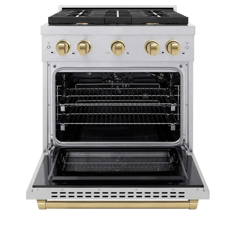 ZLINE 30"Gas Range, Convection Gas Oven , DuraSnow® Champagne Bronze, SGRSZ-30-CB by Farmhouse Kitchen and Bath