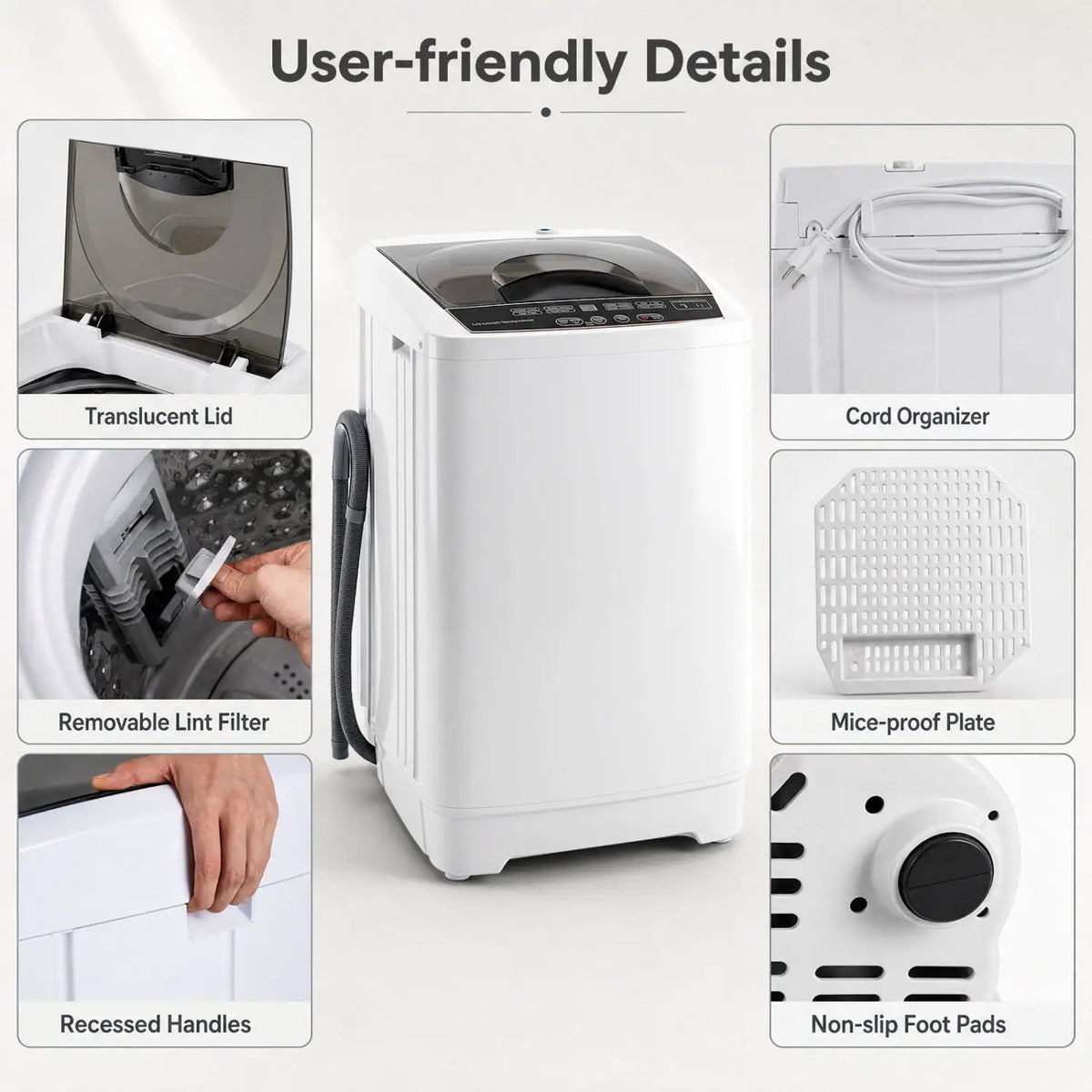 9.93 lbs Full Automatic Washing Machine with 8 Programs by DirectDeals