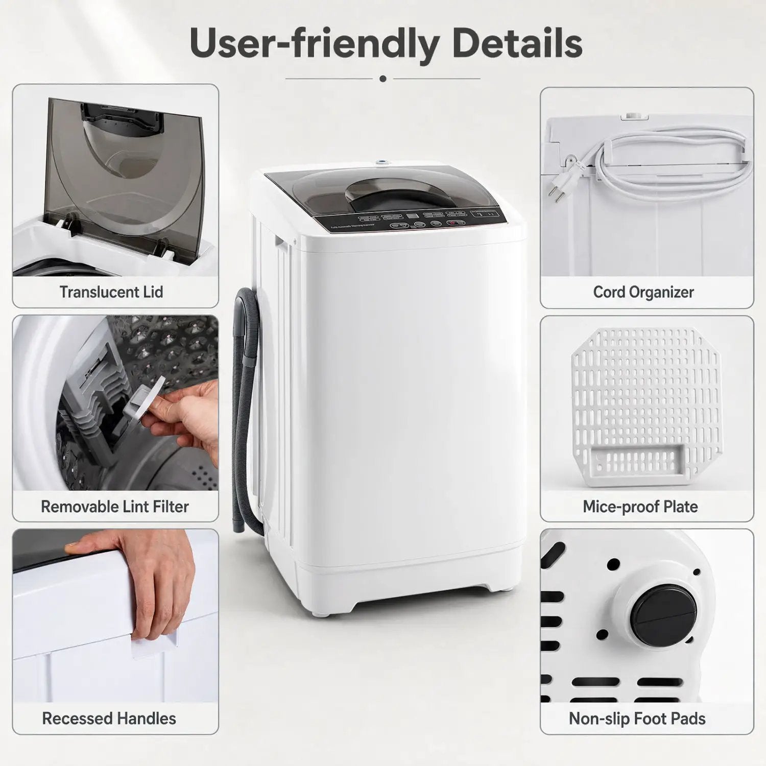 9.93 lbs Full Automatic Washing Machine with 8 Programs by DirectDeals