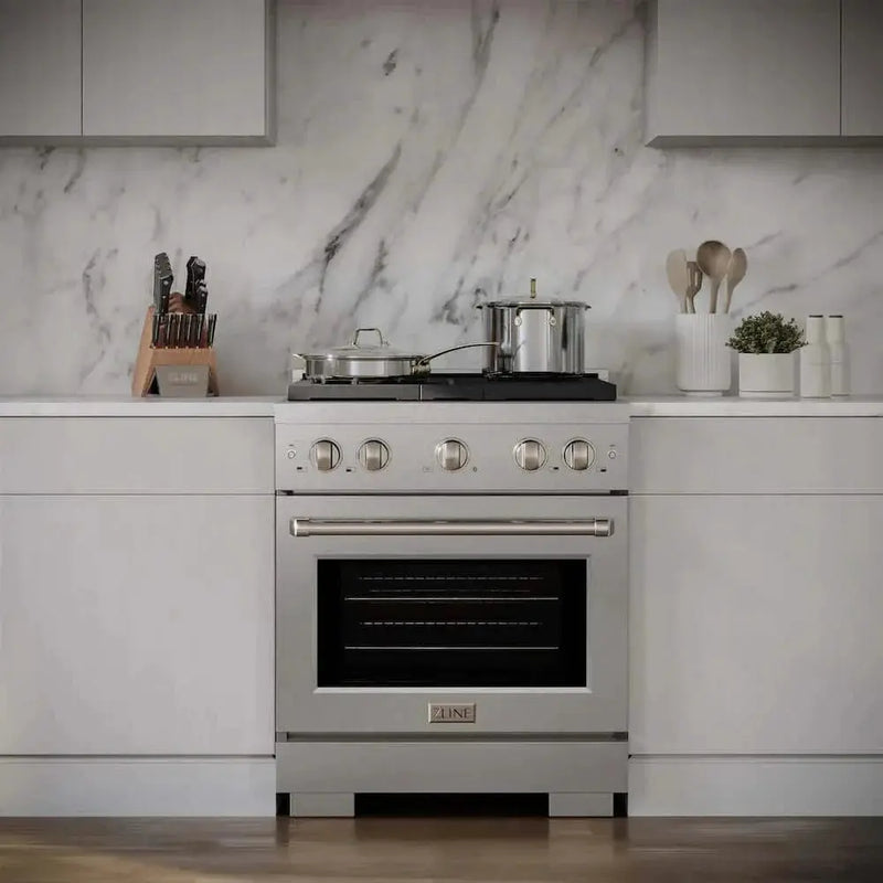 ZLINE 30"Gas Range, Convection Gas Oven , DuraSnow® Stainless Steel, SGRS-30 by Farmhouse Kitchen and Bath