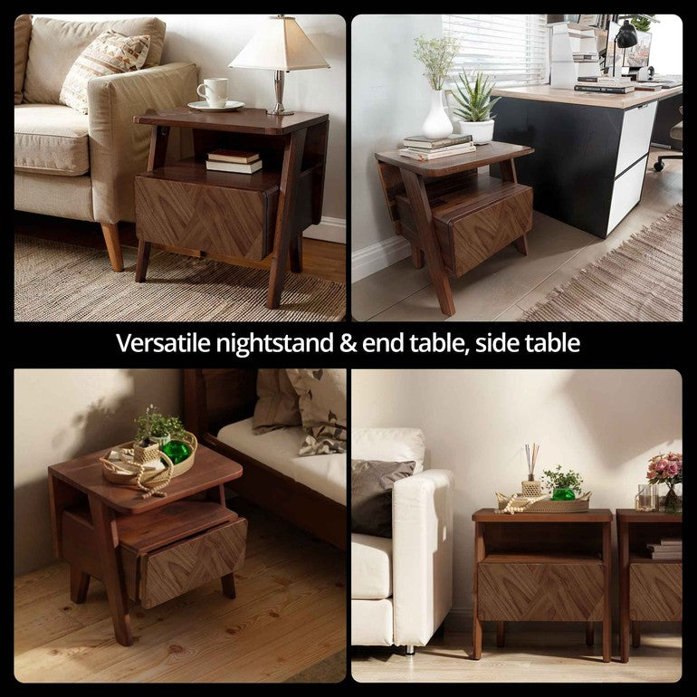 Rum Handcrafted Solid Wood Nightstand, photo 14 of 17