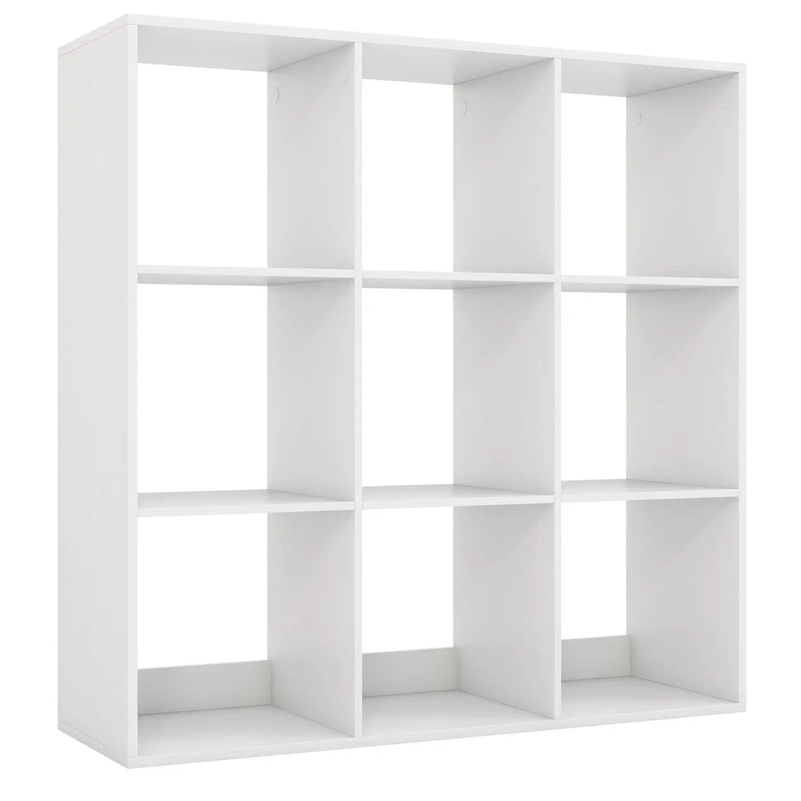 9 Cube Bookshelf with Back Guardrail for Living Room Bedroom-White by DirectDeals