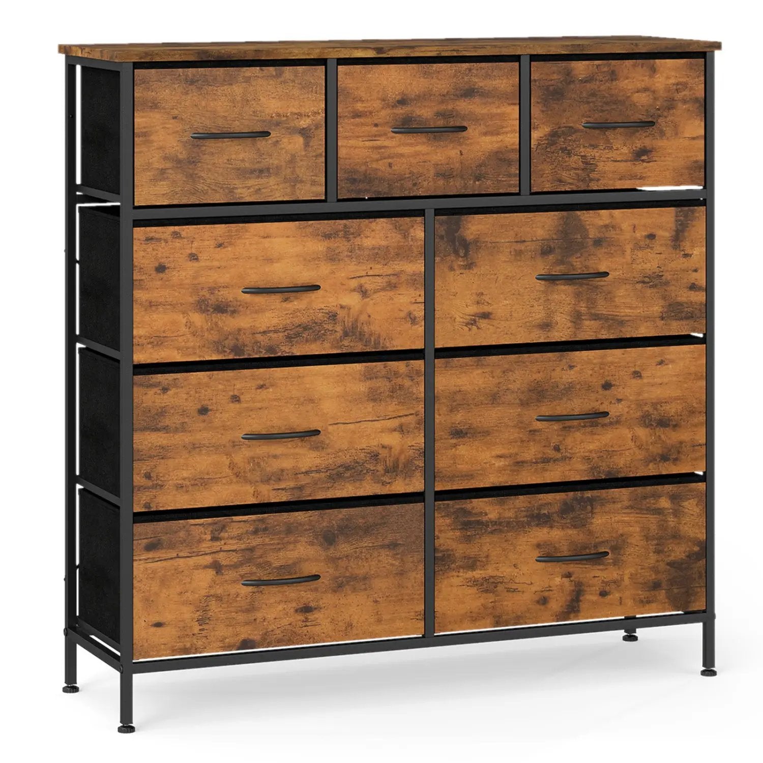 9-Drawer Fabric Dresser with Wooden Top for Bedroom by DirectDeals