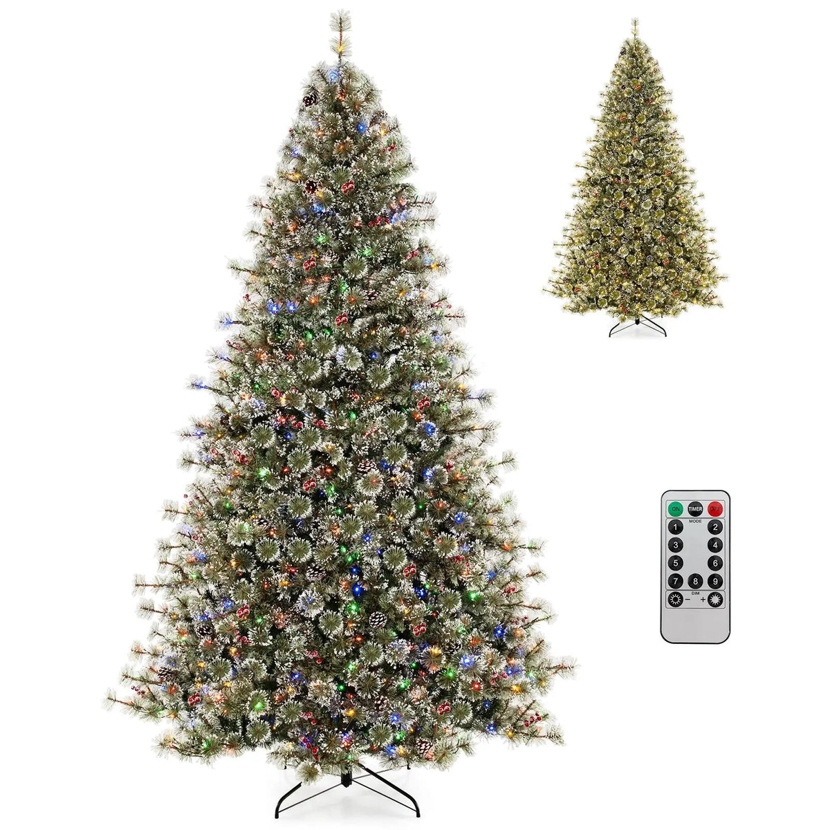 6/7.5/9 FT Artificial Christmas Tree Pre-Lit Hinged Holiday Tree with 360° Quick Power Connector by DirectDeals