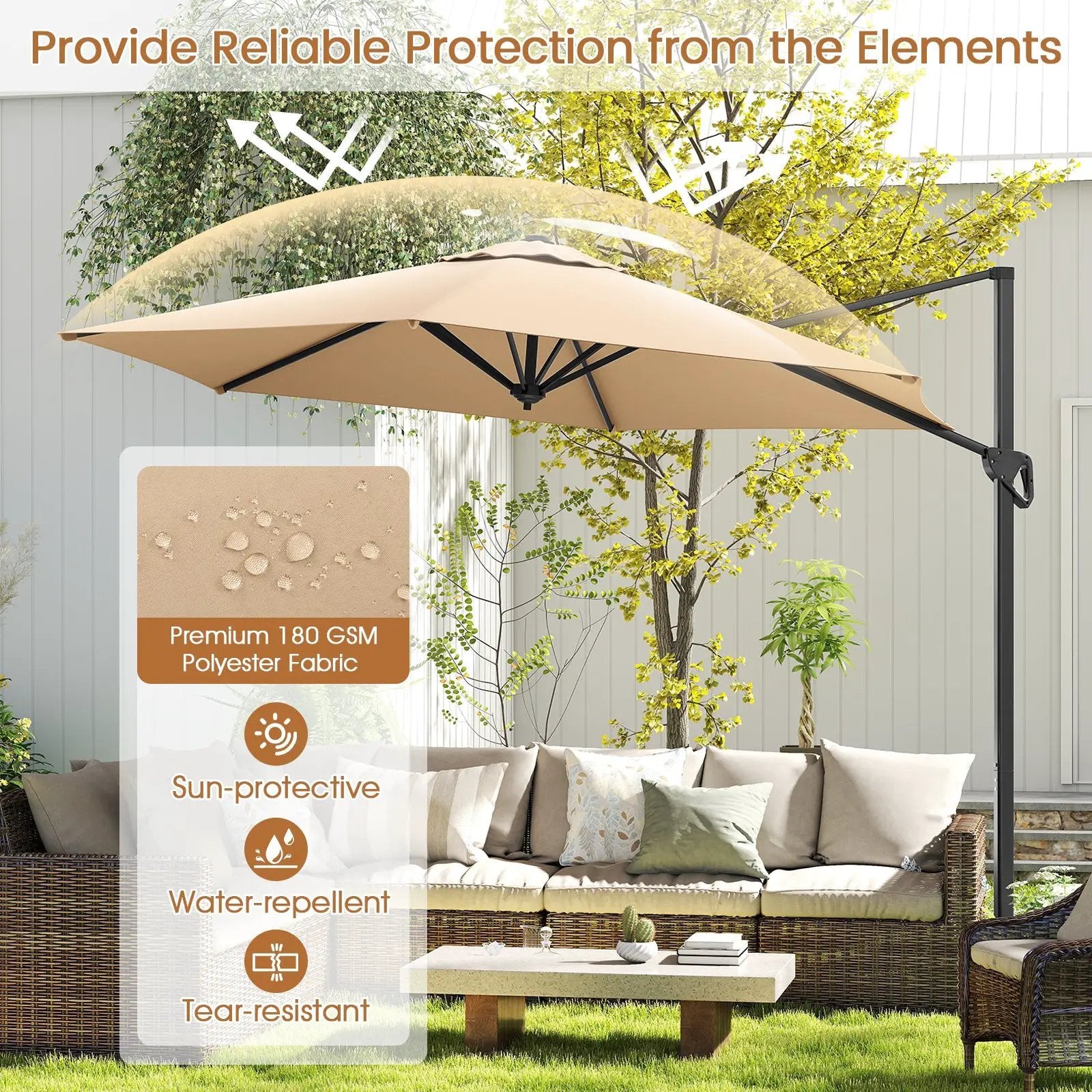 9 FT Cantilever Patio Umbrella with Vented Top and Sun-Protective Canopy by DirectDeals