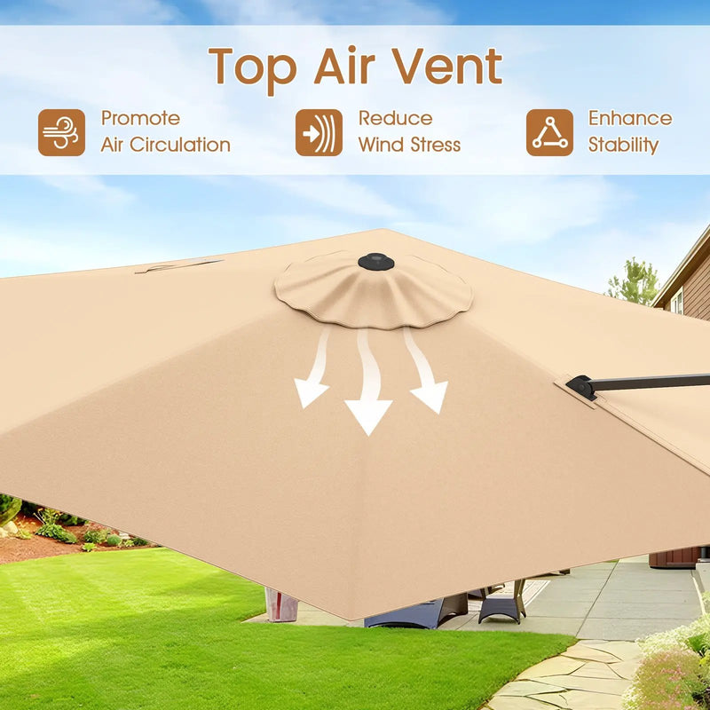 9 FT Cantilever Patio Umbrella with Vented Top and Sun-Protective Canopy by DirectDeals