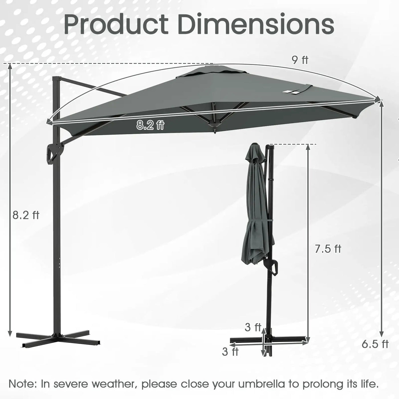 9 FT Cantilever Patio Umbrella with Vented Top and Sun-Protective Canopy by DirectDeals