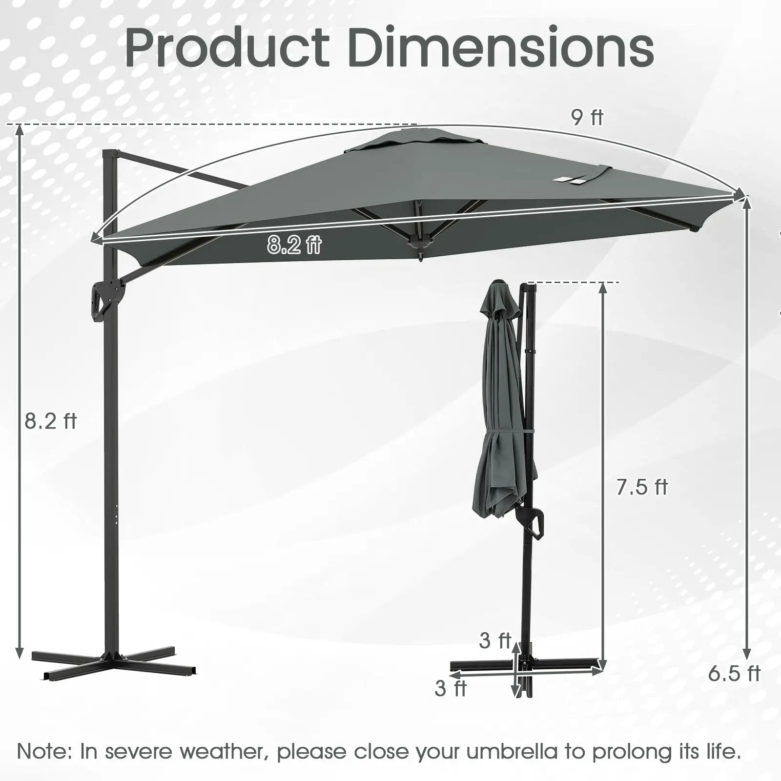 9 FT Cantilever Patio Umbrella with Vented Top and Sun-Protective Canopy by DirectDeals