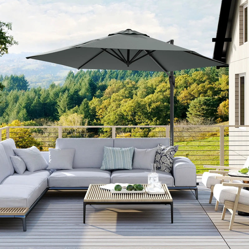 9 FT Cantilever Patio Umbrella with Vented Top and Sun-Protective Canopy by DirectDeals