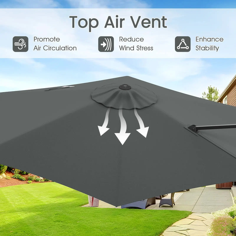 9 FT Cantilever Patio Umbrella with Vented Top and Sun-Protective Canopy by DirectDeals