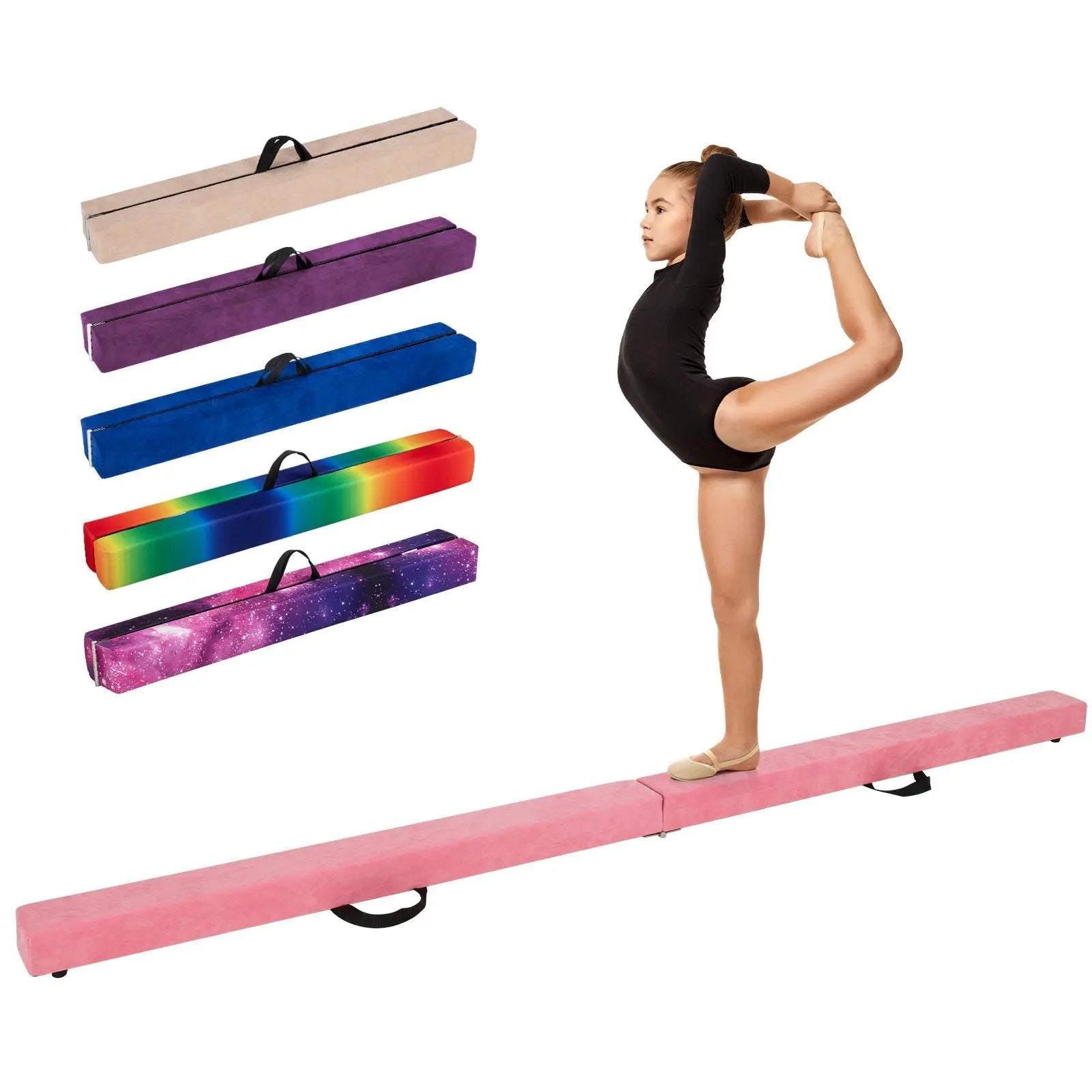 9 FT Folding Gymnastics Balance Beam with Anti-slip Base and Pine Wood Frame by DirectDeals